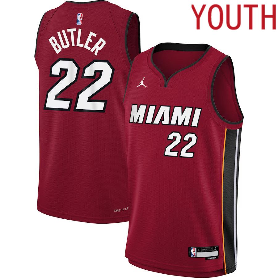 Youth Miami Heat 22 Jimmy Butler Jordan Brand Red 2022-23 Swingman NBA Jersey